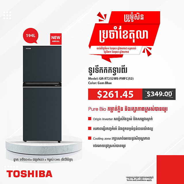 Toshiba Refrigerator (Inverter,Double door,194L)